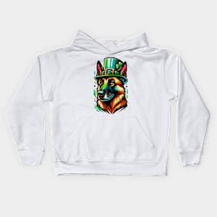 Belgian Malinois Celebrating Saint Patrick's Day Kids Hoodie